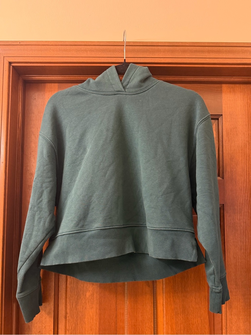 Zara Forest Green Cropped Hooded Sweatshirt